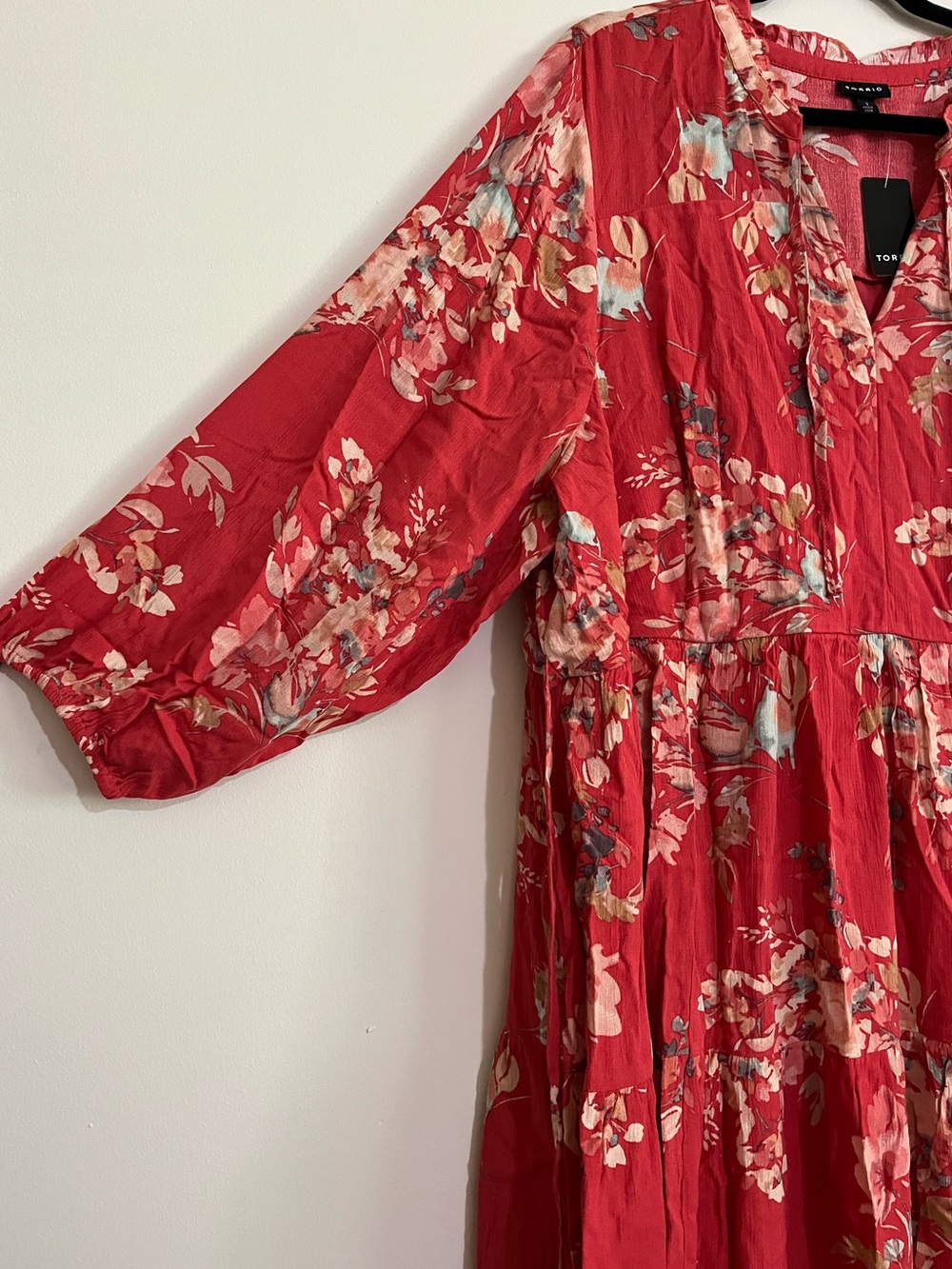 Torrid Orange Coral Floral Spring Summer Dress - Picture 3 of 5